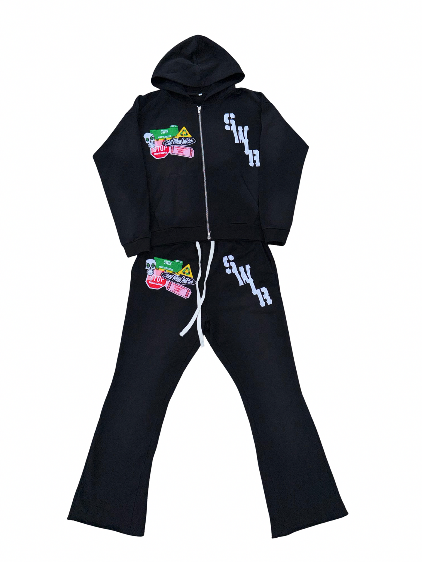 Black Cropped Jogging Set