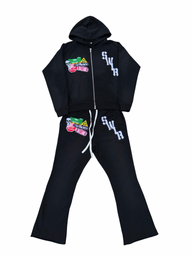 Black Cropped Jogging Set