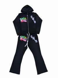 Black Cropped Jogging Set