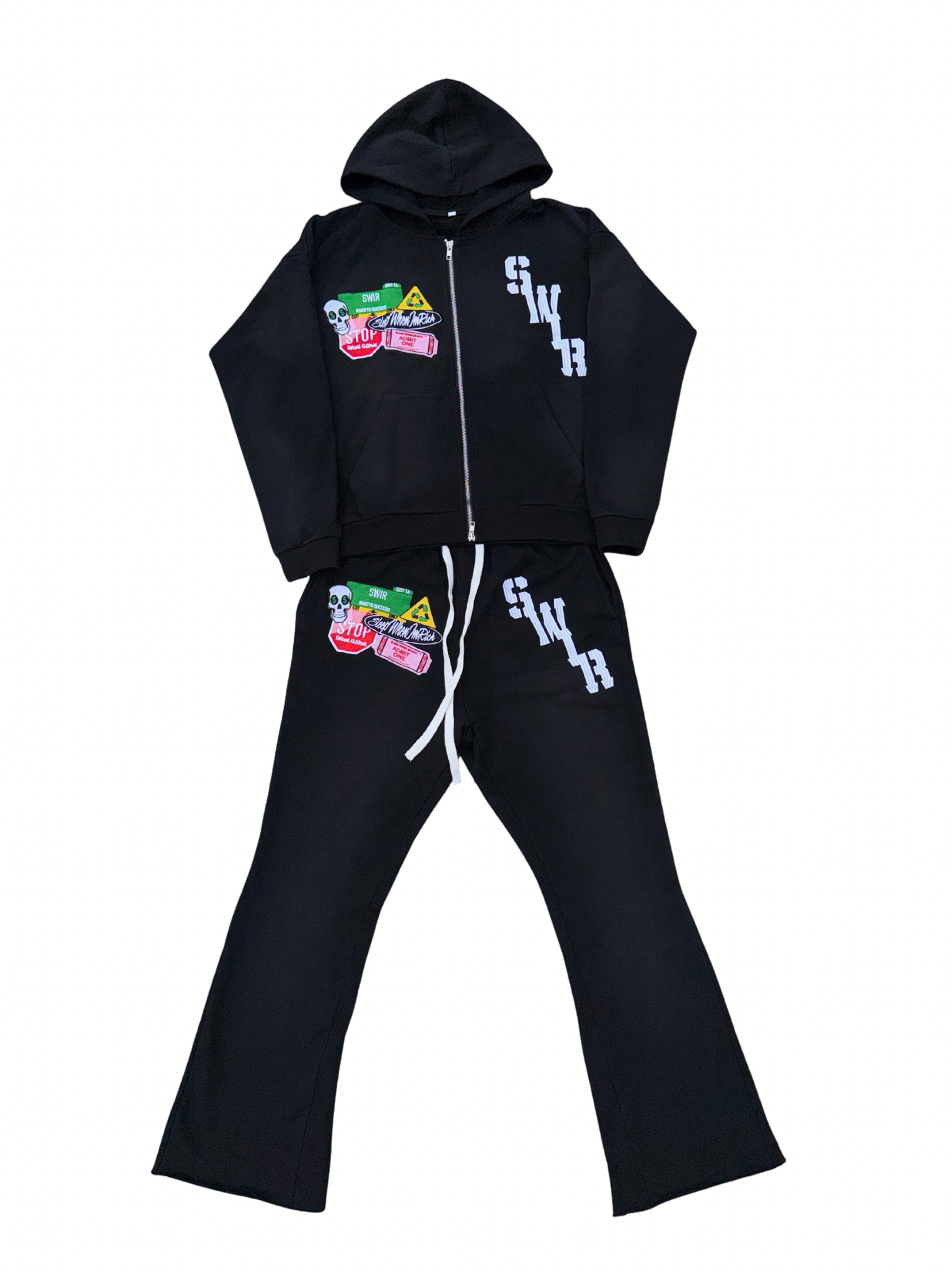 Black Cropped Jogging Set