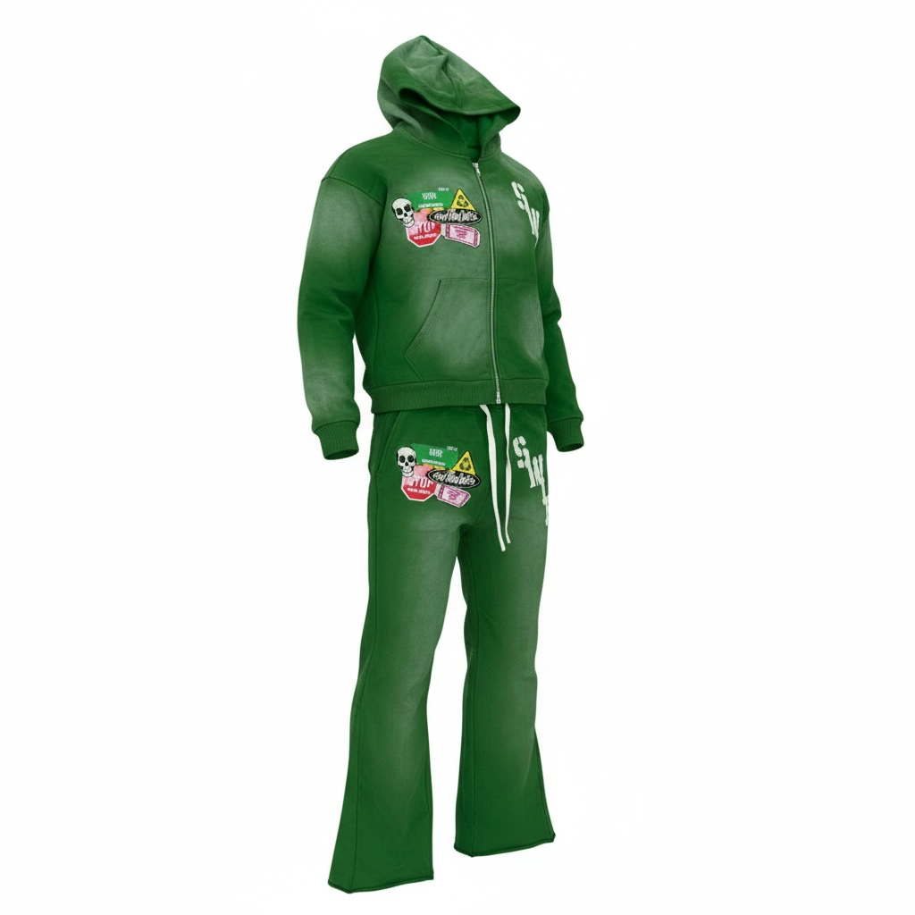 Green Acid Wash Jogging Set