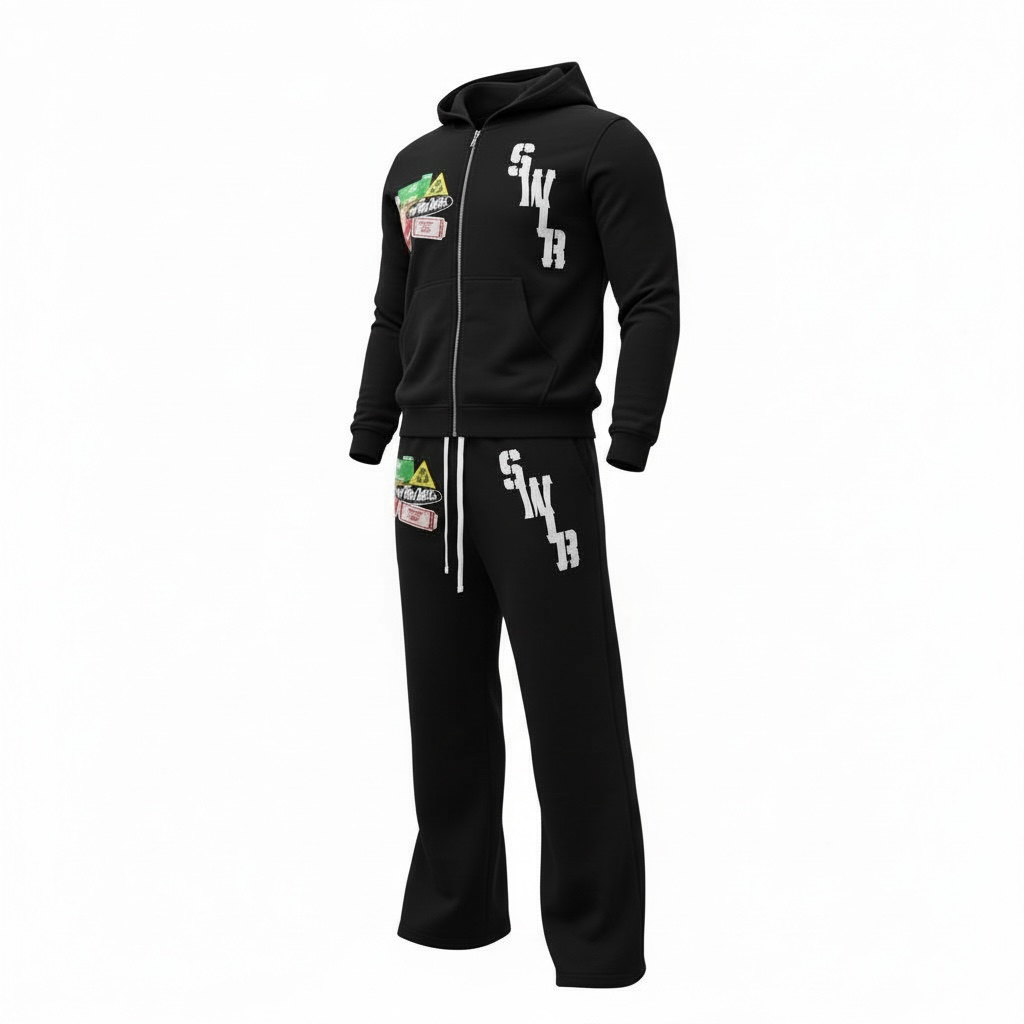 Black Cropped Jogging Set